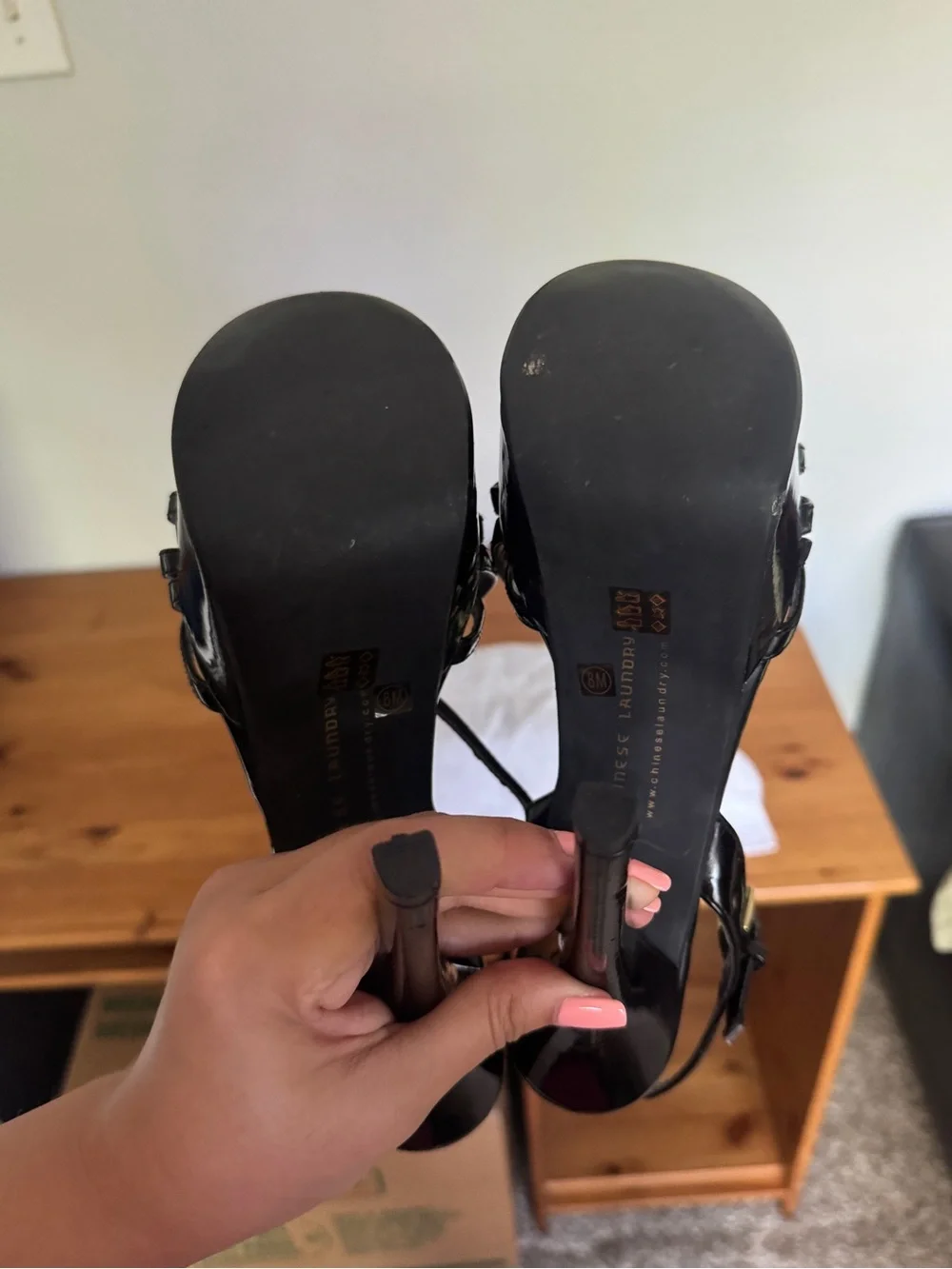 Glossy Black Chinese Laundry Teaser Heel